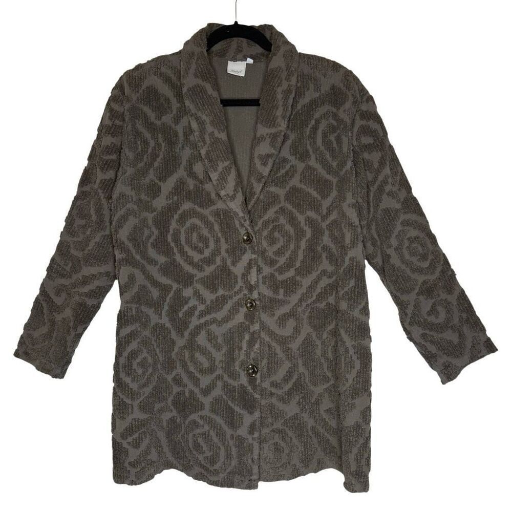 Focus Jacket Olive Green Chenille Oversized Size S Boho, Cottagecore,‎ Casual